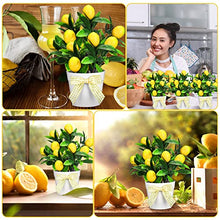 Load image into Gallery viewer, Jexine 3 Set Lemon Decor Lemon Tiered Tray Decor Artificial Lemon Plant Farmhouse Home Decor Mini Fake Plants Mini Vases Tiered Tray Greenery Accessory