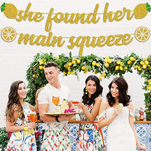 Load image into Gallery viewer, OKUSUN She Found Her Main Squeeze Banner for Lemon Citrus Lemonade Theme Bridal Shower Bride to Be Wedding Engagement Bachelorette Party Supplies Gold Glitter Decorations (She Found Her Main Squeeze)