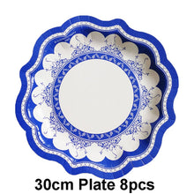 Load image into Gallery viewer, Chinese Style Blue and White Porcelain Paper Plates Tray Floral Party Picnic Wedding Birthday Children Disposable Tableware Dish
