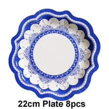 Load image into Gallery viewer, Chinese Style Blue and White Porcelain Paper Plates Tray Floral Party Picnic Wedding Birthday Children Disposable Tableware Dish

