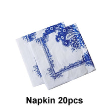 Load image into Gallery viewer, Chinese Style Blue and White Porcelain Paper Plates Tray Floral Party Picnic Wedding Birthday Children Disposable Tableware Dish
