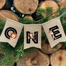 Load image into Gallery viewer, Woodland jungle Safari forest animal theme Boy girl First 1st wild one Birthday party Highchair Banner decoration Photo props
