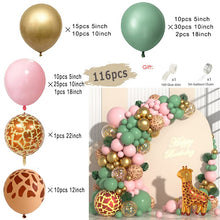 Load image into Gallery viewer, Jungle Safari Party Balloons Green Balloon Garland Arch Kit Wild First Birthday Party Decor Kids Baby Shower Latex Ballon Chain
