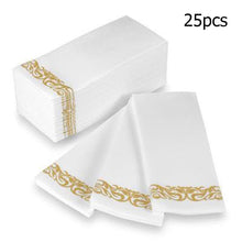 Load image into Gallery viewer, Gold Silver Rose Gold Plastic Cutlery Knives Forks Spoons Napkins Tablecloth Disposable Party Cutlery Party Supplies
