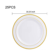 Load image into Gallery viewer, Gold Silver Rose Gold Plastic Cutlery Knives Forks Spoons Napkins Tablecloth Disposable Party Cutlery Party Supplies
