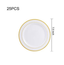 Load image into Gallery viewer, Gold Silver Rose Gold Plastic Cutlery Knives Forks Spoons Napkins Tablecloth Disposable Party Cutlery Party Supplies
