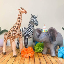 Load image into Gallery viewer, Large Simulation Giraffe Zebra Jungle Animals Inflatable Balloon Elephant Rabbit Frog Woodland Safari Birthday Party Decoration
