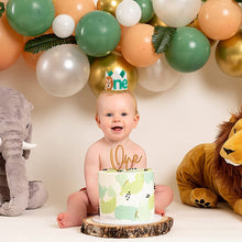 Load image into Gallery viewer, Lion One Year Old Felt Crown Jungle Safari Party Hat Gold Lace Wild One Lion Crown Kids Boys Happy 1st Birthday Party Decor
