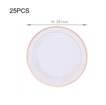 Load image into Gallery viewer, Gold Silver Rose Gold Plastic Cutlery Knives Forks Spoons Napkins Tablecloth Disposable Party Cutlery Party Supplies
