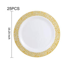 Load image into Gallery viewer, Gold Silver Rose Gold Plastic Cutlery Knives Forks Spoons Napkins Tablecloth Disposable Party Cutlery Party Supplies
