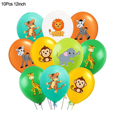 Load image into Gallery viewer, Jungle Birthday Party Decor Animal Palm Leaves Tablecloth Cups Plate Wild One Woodland Safari 1st Kids Birthday Party Decoration
