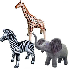 Load image into Gallery viewer, Large Simulation Giraffe Zebra Jungle Animals Inflatable Balloon Elephant Rabbit Frog Woodland Safari Birthday Party Decoration
