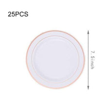 Load image into Gallery viewer, Gold Silver Rose Gold Plastic Cutlery Knives Forks Spoons Napkins Tablecloth Disposable Party Cutlery Party Supplies
