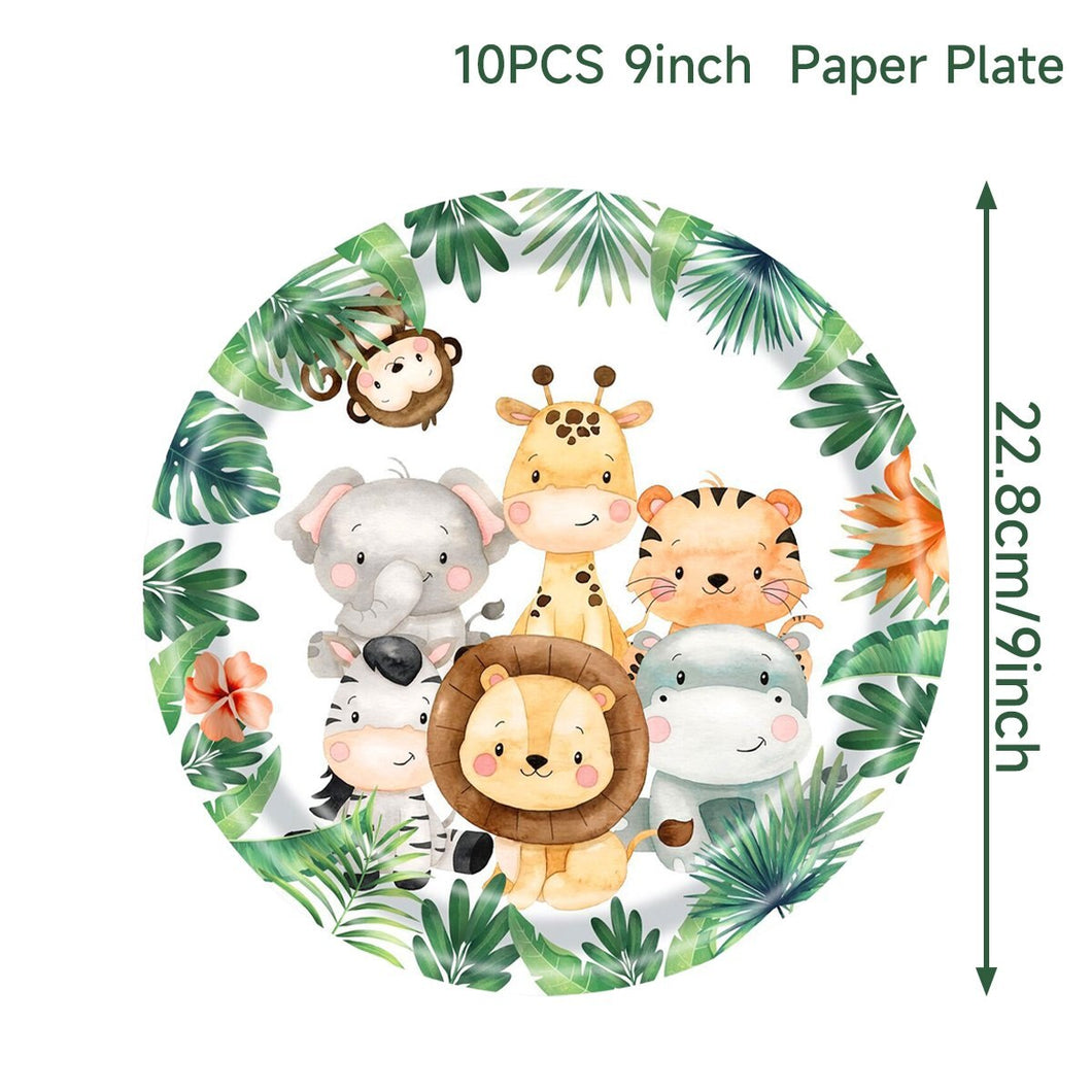 Jungle Animal Tableware Wild One Birthday Party Decor Boys Forest Party Supplies Jungle Safari Theme Party Decor Baby Shower