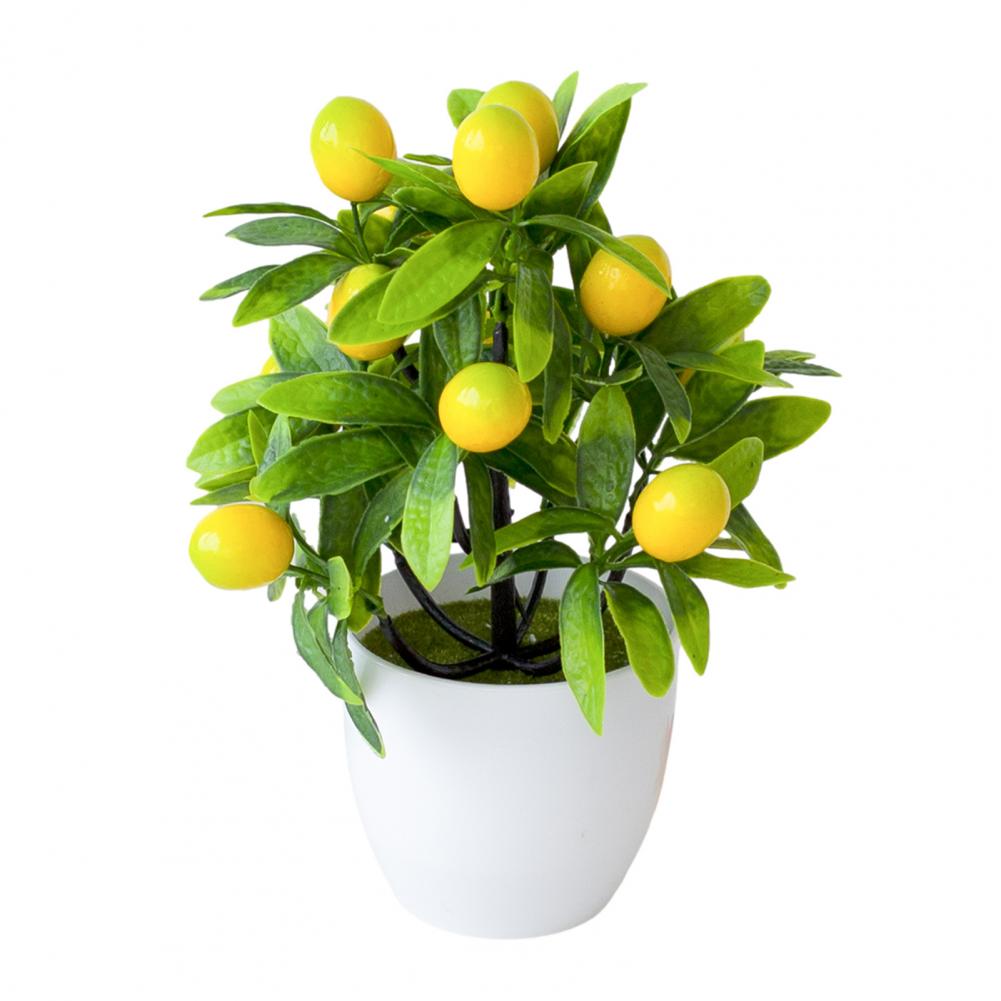 Simulation Potted Plant Not Withered Creating Vitality Colorful Fake Lemon Tree Bonsai Artificial Plant Desktop Decor