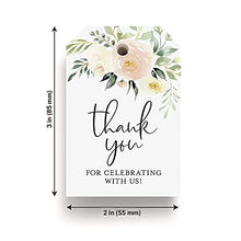 Load image into Gallery viewer, Bliss Collections Favor Tags, Pack of 50 Blush Floral Thank You for Celebrating with Us Gift Tags for Weddings, Bridal Showers, Birthdays, Parties and Baby Showers - Makes Cute Favors
