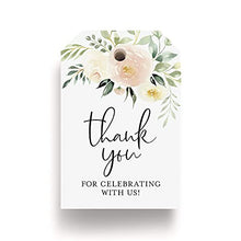 Load image into Gallery viewer, Bliss Collections Favor Tags, Pack of 50 Blush Floral Thank You for Celebrating with Us Gift Tags for Weddings, Bridal Showers, Birthdays, Parties and Baby Showers - Makes Cute Favors
