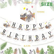 Load image into Gallery viewer, Safari Animal Happy Birthday Banner Let&#39;s Get Wild Safari Party Decorations Jungle Wild One Animal for Wild Animal Birthday Decorations
