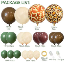 Load image into Gallery viewer, Flunyina Animal Jungle Safari Balloon Arch Garland Kit Giraffe Leopard Pattern Foil Balloons Brown Sage Beige Latex Balloons Zoo Animals Wild Animal Sage Green Gold Olive Birthday Decorations
