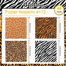 Load image into Gallery viewer, Gatherfun Jungle Zoo Animal Print Party Supplies, Disposable Jungle Safari Animal Print Paper Plates and Napkins for Birthday Party, Baby Shower and Jungle Safari Themed Party, Serve 48
