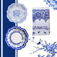 Load image into Gallery viewer, Chinese Style Blue and White Porcelain Paper Plates Tray Floral Party Picnic Wedding Birthday Children Disposable Tableware Dish
