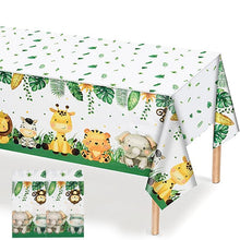 Load image into Gallery viewer, Jungle Birthday Party Decor Animal Palm Leaves Tablecloth Cups Plate Wild One Woodland Safari 1st Kids Birthday Party Decoration
