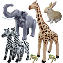 Load image into Gallery viewer, Large Simulation Giraffe Zebra Jungle Animals Inflatable Balloon Elephant Rabbit Frog Woodland Safari Birthday Party Decoration
